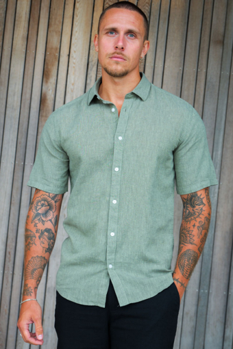 Caiden SS Linen Shirt Swamp