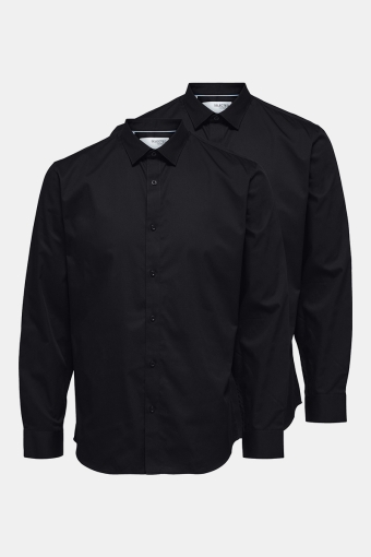 SLHSLIMMULTI SHIRT LS M 2 PACK Black with Black combo.