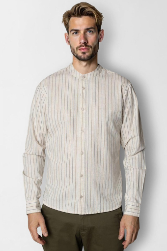 Ran Mao Shirt L/S Light beige stripe