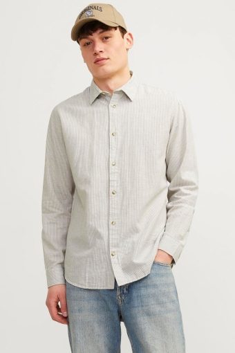 Summer Linen Shirt LS Crockery Stripe