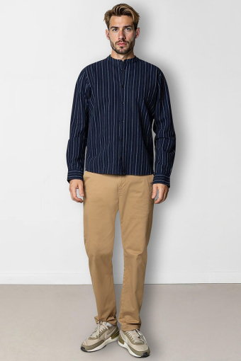 Ran Mao Shirt L/S Navy Stripe