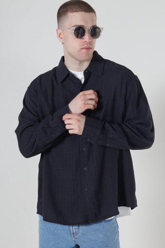 Latham LS Linen Structure Shirt Dark Navy