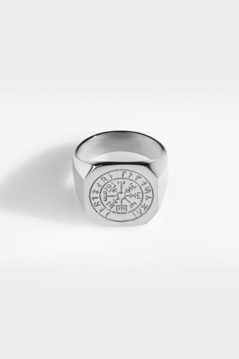 Oversize Vegvisir Ringa Silver