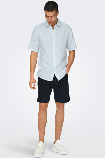 Caiden SS Linen Shirt Cashmere Blue