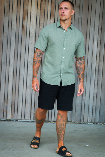 Caiden SS Linen Shirt Swamp