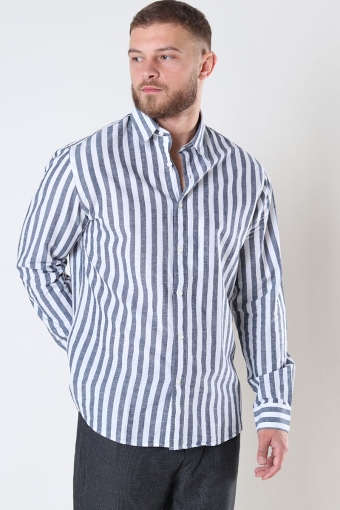 Reg New Linen Shirt LS Sky Captain Stripe