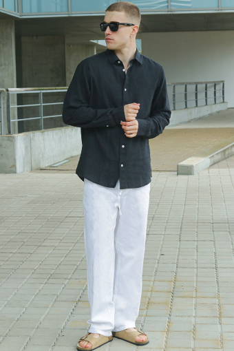 Caiden LS Linen Shirt Black