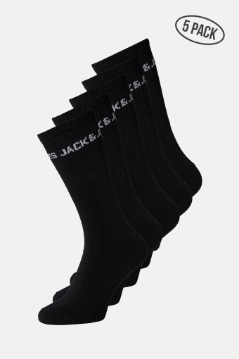 JACBASIC LOGO TENNIS SOCK 5 PACK NOOS Black