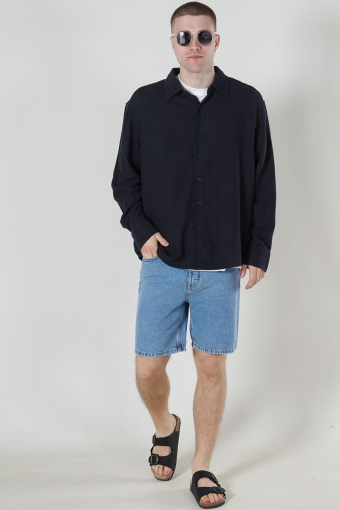 Latham LS Linen Structure Shirt Dark Navy