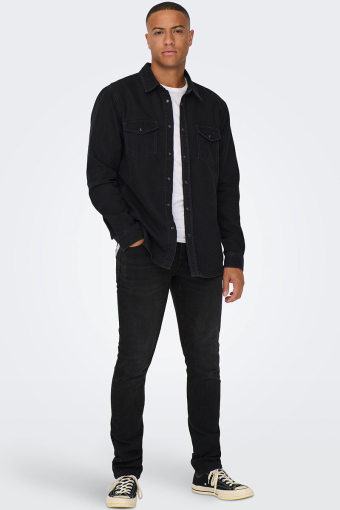 Bane Regular Fit Denim Shirt Dark Grey Denim