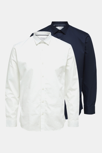 SLHSLIMMULTI SHIRT LS M 2 PACK White with Navy combo.