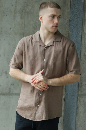 Caiden SS Resort Linen Shirt Fossil