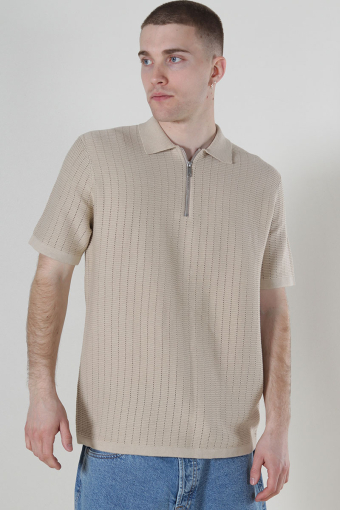Domi Structure Half Zip Polo Silver Lining