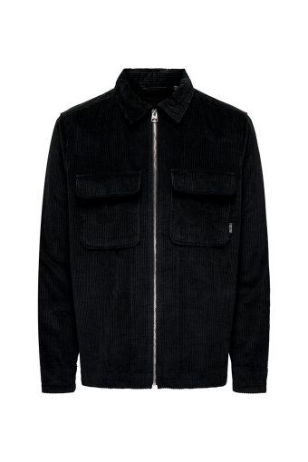Luis Overshirt LS Zip Cord Black