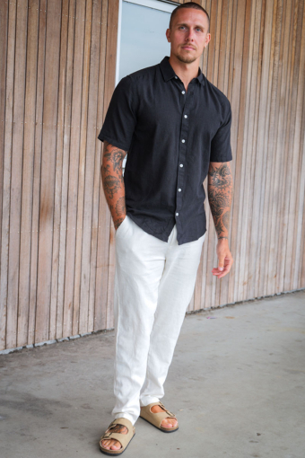 Caiden SS Linen Shirt Black