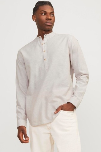 Summer Tunic Linen Blend Shirt LS Crockery