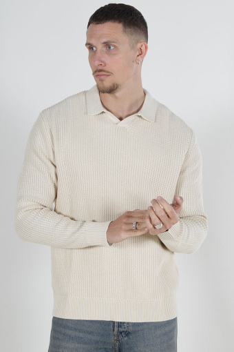 Relaxed Fit Structered Knit Polo Summer Sand