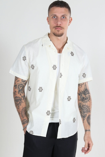 Bowling Theodore Cotton Linen Shirt S/S Off White/Khaki