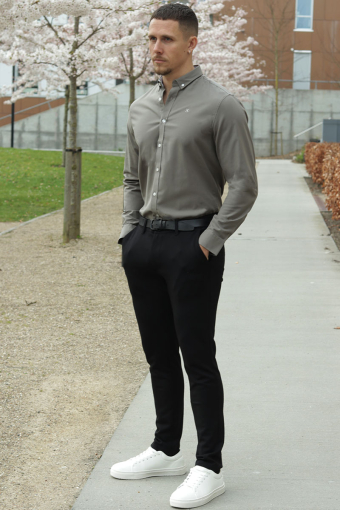 Oxford Stretch Plain L/S Dusty Green