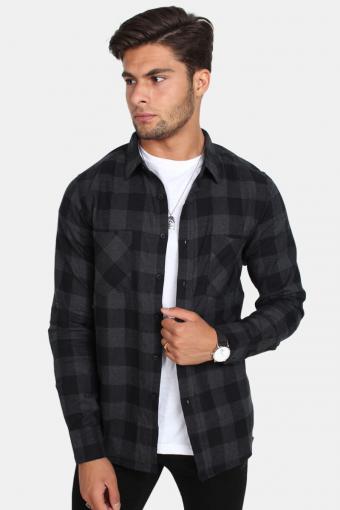 Checked Flanell Skjorta Black/Charcoal