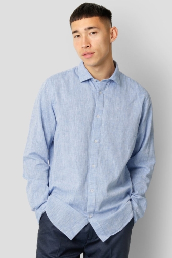 Jamie Cotton Linen Shirt LS Blue Melangé