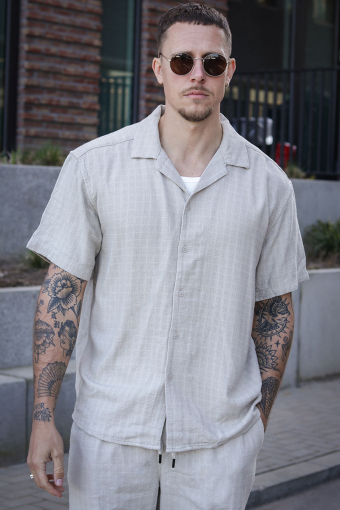 Latham Resort Linen Structure Shirt Silver Lining
