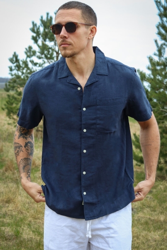 Allan Cuba Linen Shirt Insignia Blue