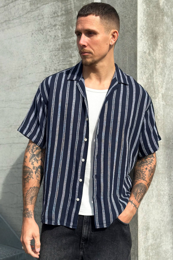 Enzo Stripe Resort Shirt SS Sky Captain