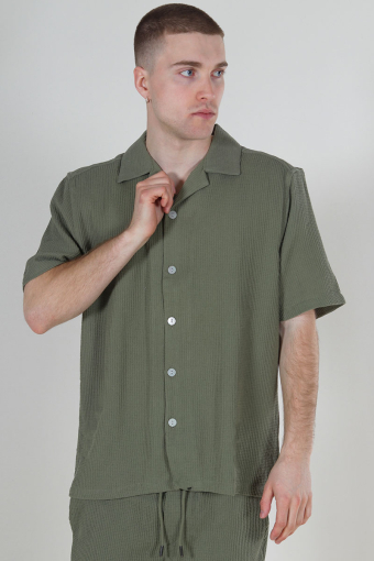 Bertil Waffle SS Resort Shirt Deep Lichen Green