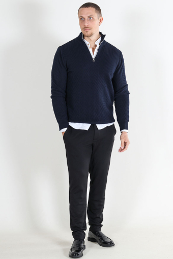 Carlo Cotton half zip knit Sky Captain