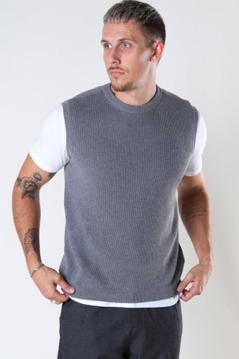 Basic Organic Knit Vest Light Grey Melangé