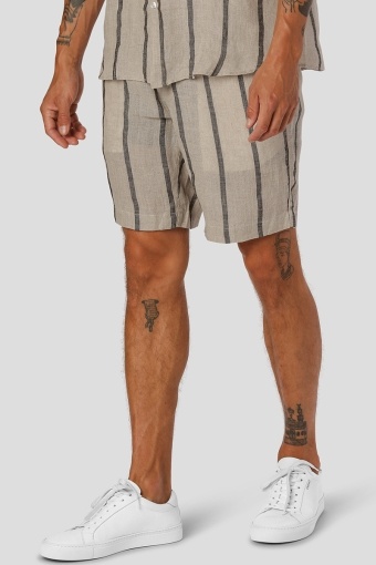 Ed Striped Linen Shorts Sand