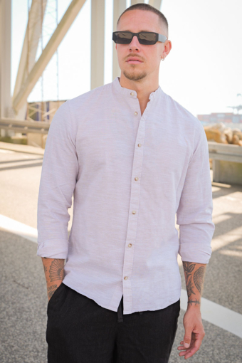 ONSCAIDEN LS SOLID LINEN MAO SHIRT NOOS Chinchilla