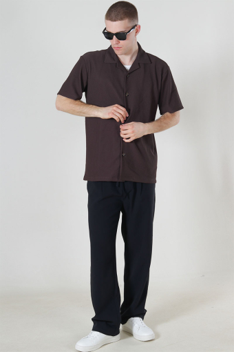 Relax Plisse Resort SS Shirt Chocolate Brown