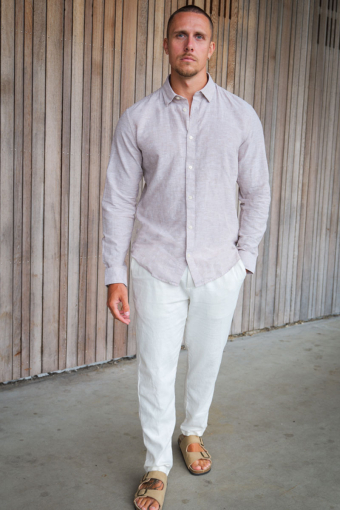 Caiden LS Linen Shirt Chinchilla