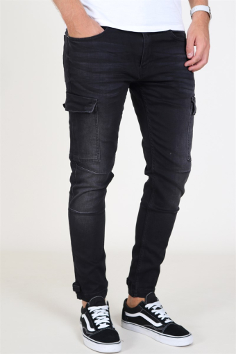 Tobias Stretch Cargopants Black Washed