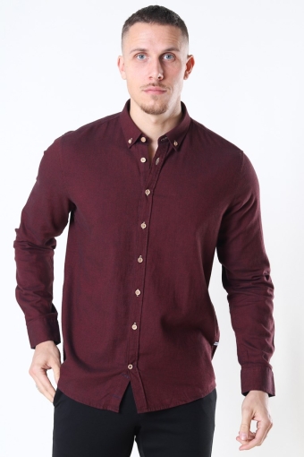 Johan Diego Cotton Skjorta Bordeaux Mel