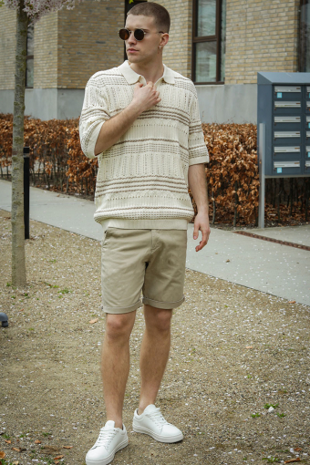 Karlos Relaxed Fit SS Resort Knit Polo Vanilla Ice