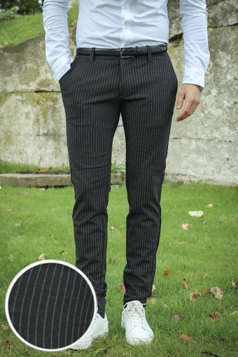 Mark Pants Stripe Dark Grey Melange