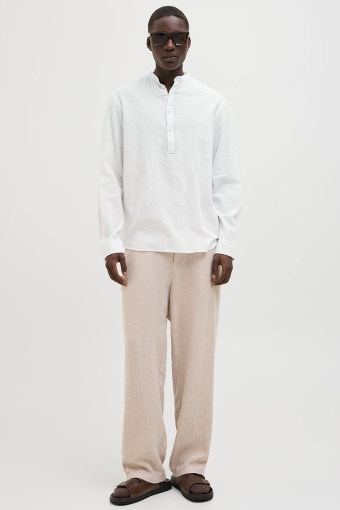 Summer Half Placket Shirt Ls White