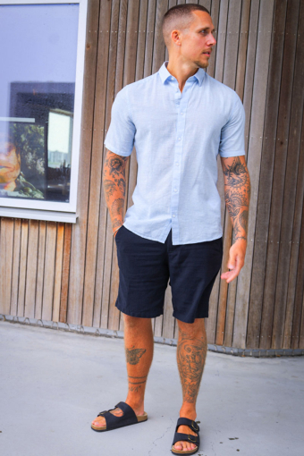 Caiden SS Linen Shirt Cashmere Blue