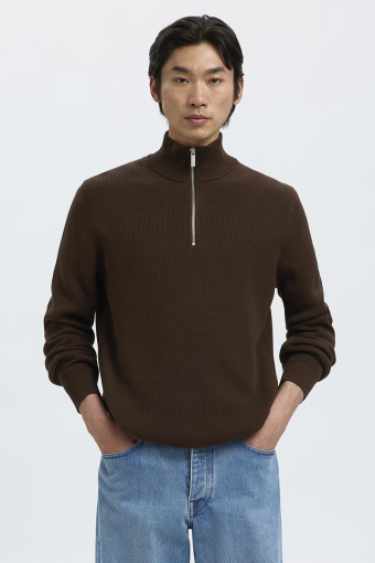 Dane LS Structure Knit Kalf Zip Demitasse
