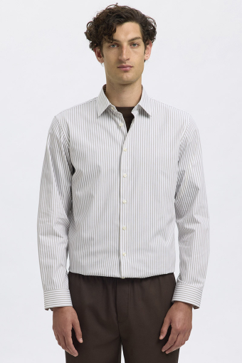 Performance Stretch LS Shirt Bright White Stripes