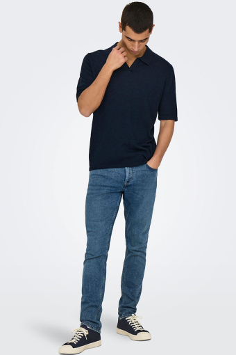 George Linen SS Polo Dark Sapphire
