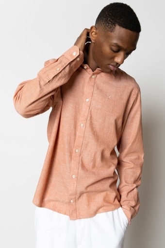 Jamie Cotton Linen Shirt LS Orange Melange
