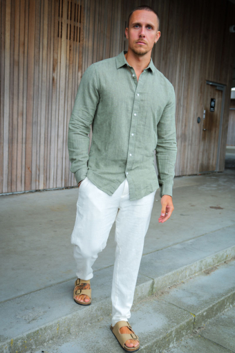 Caiden LS Linen Shirt Swamp
