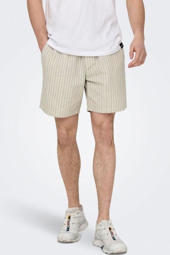 Tel Stripe Cotton Linen Shorts Moonstruck