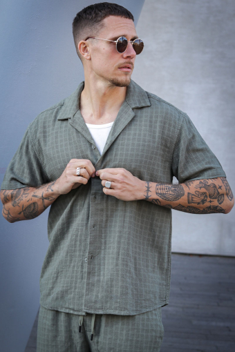 Latham Resort Linen Structure Shirt Dusty Olive