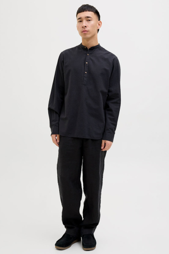 Summer Half Placket Shirt LS Black