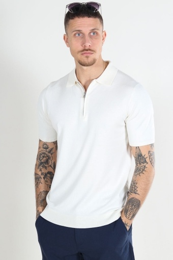Wyler SS Zip Polo Knit Star White